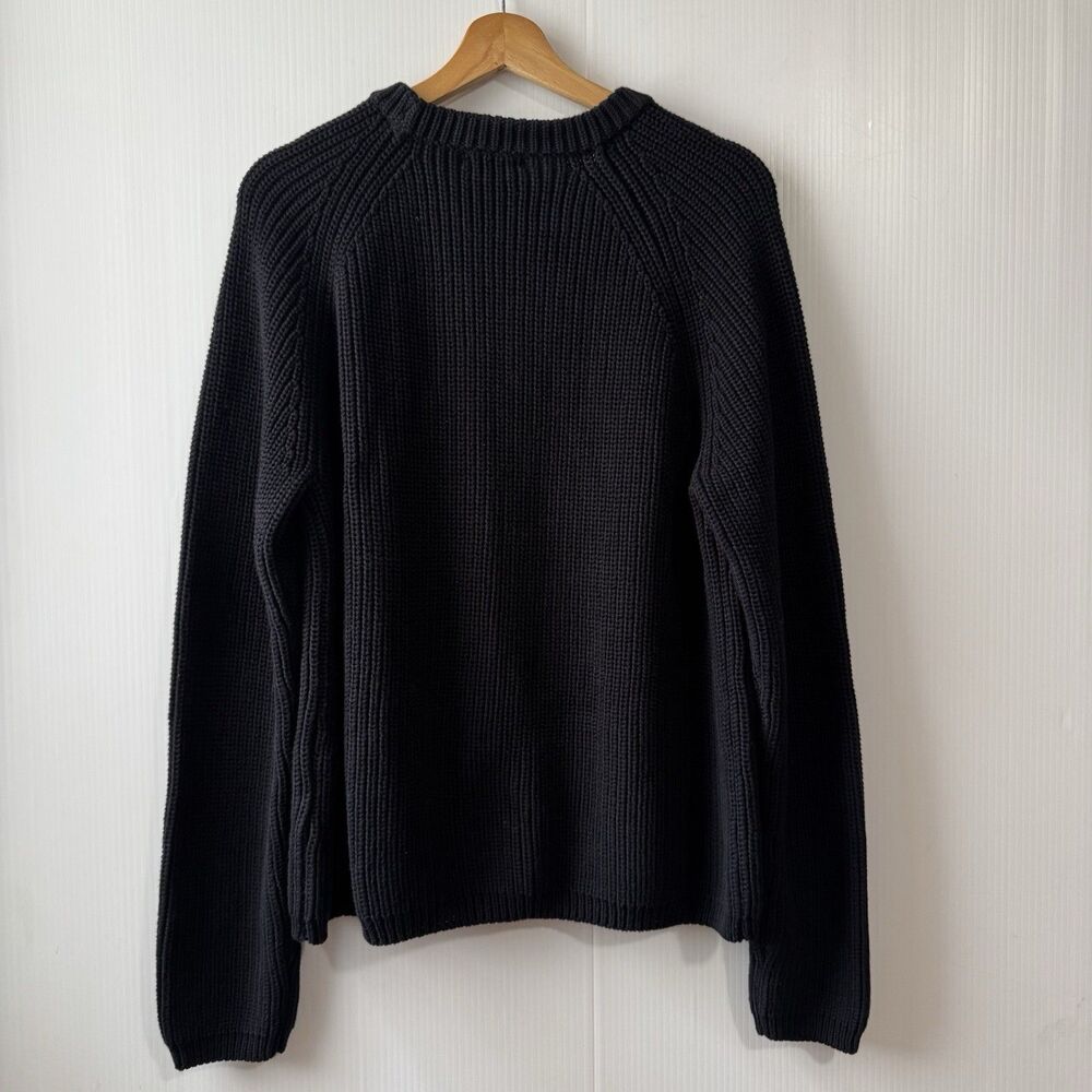 NEW Quince Sz L 100% Organic Cotton Fisherman Crew Neck Black Sweater Women’s - Picture 2 of 16